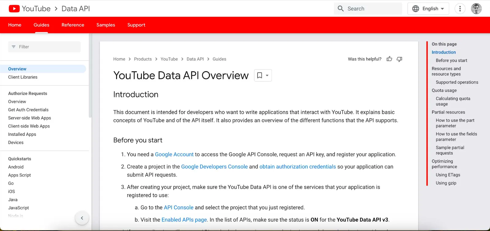 api documentation