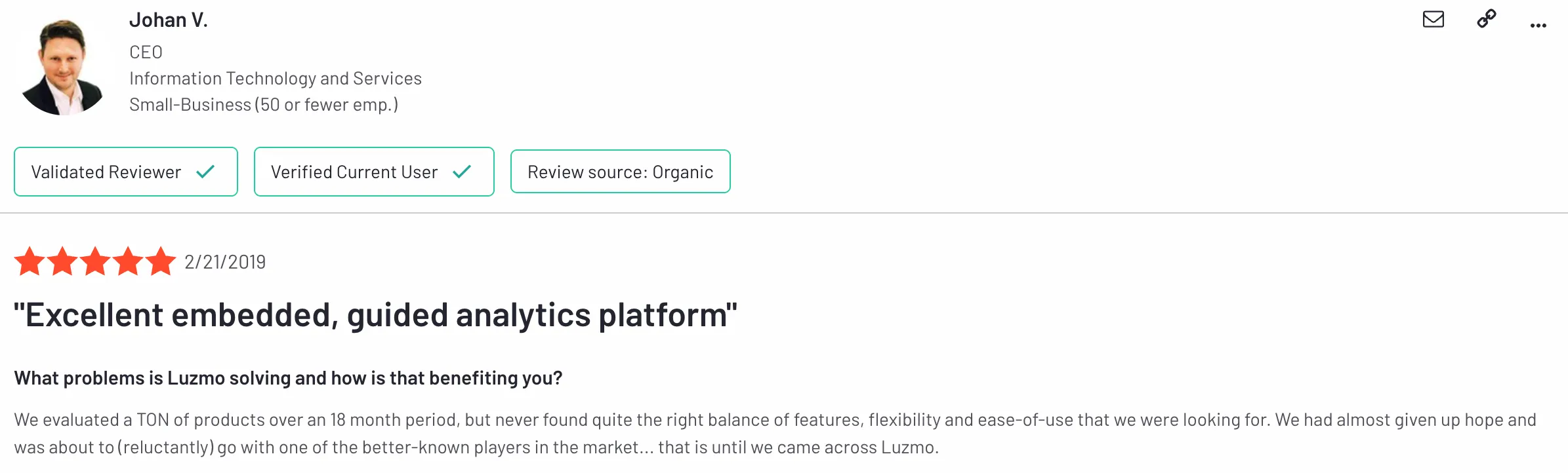 G2 Review - Flexibility of Luzmo