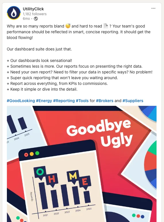 Example of a social media post for an analytics product release
