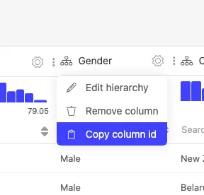 Copy column ID in Luzmo