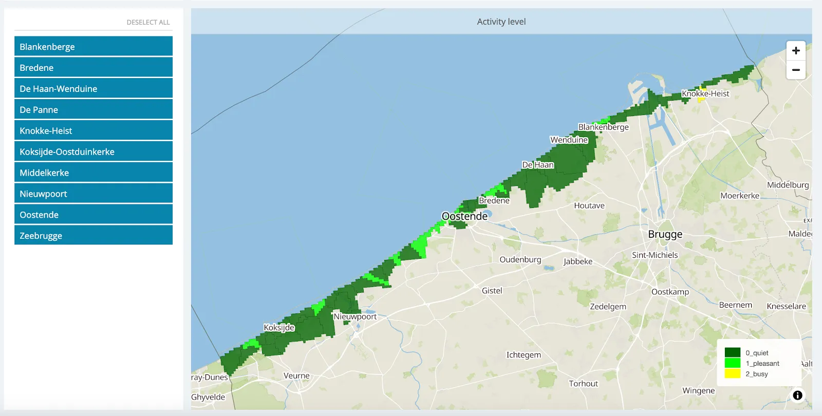 Coastal crowd barometer by Westtoer, powered by Proximus and Luzmo