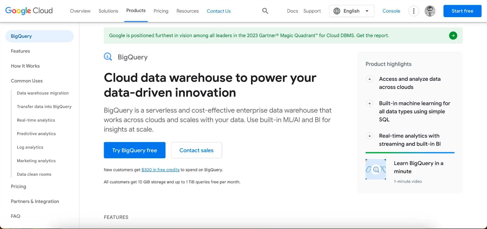 google bigquery as a cloud data warehouse