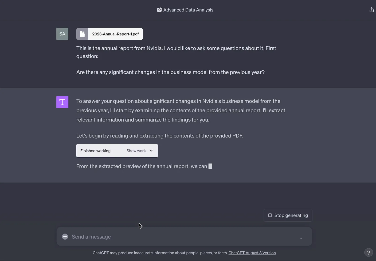 using Ai for data analysis in ChatGPT