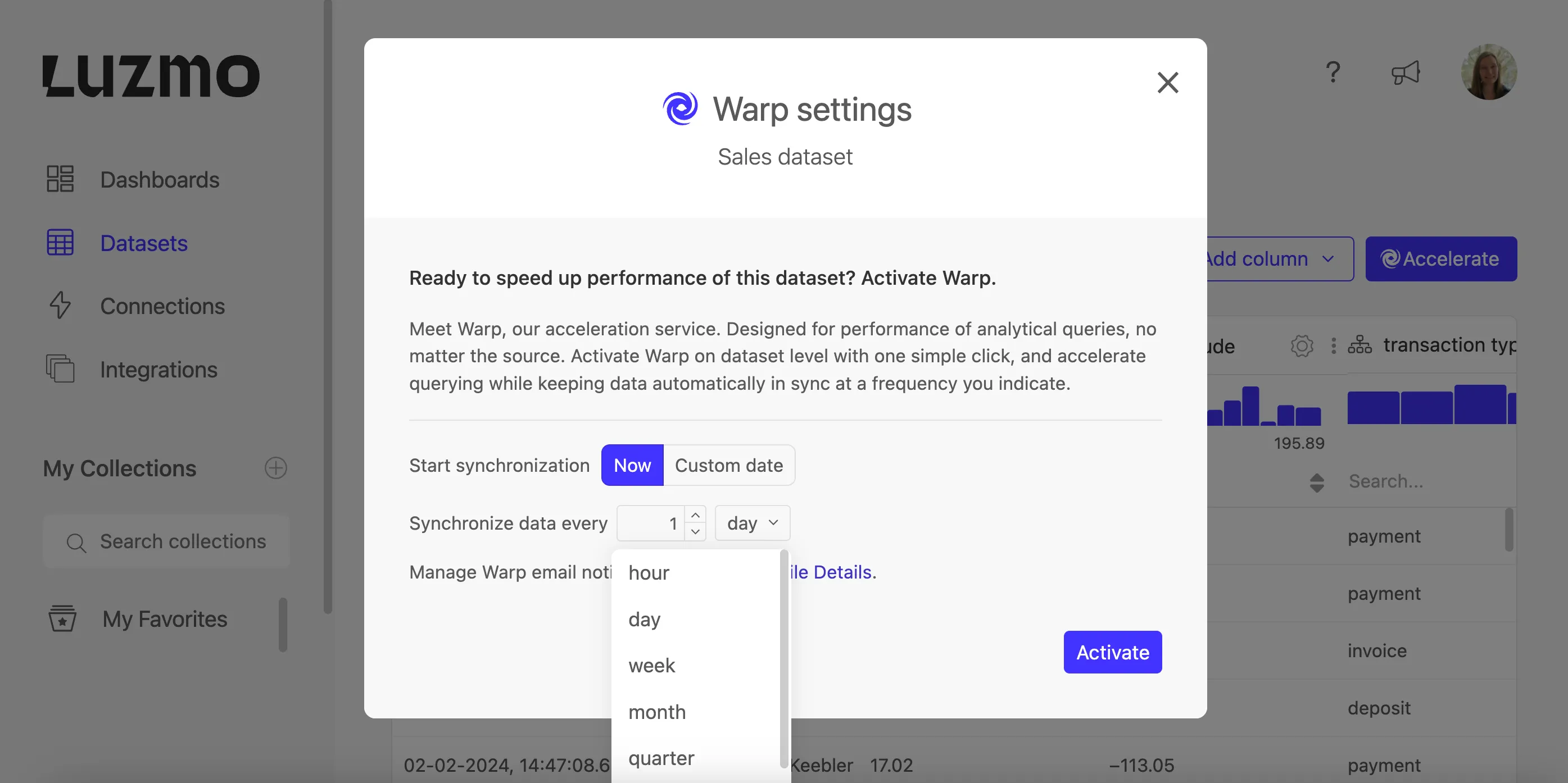 Speed up performance of datasets with Luzmo's out-of-the-box acceleration service
