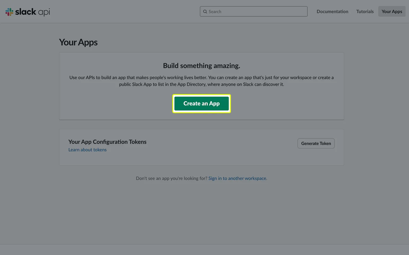 Creating a Slack app