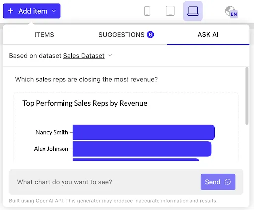 Luzmo AI chart generator