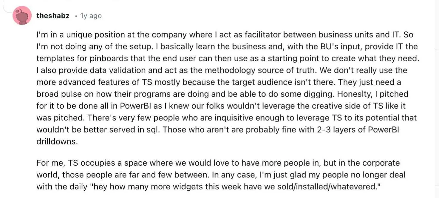thoughtspot sage review on reddit