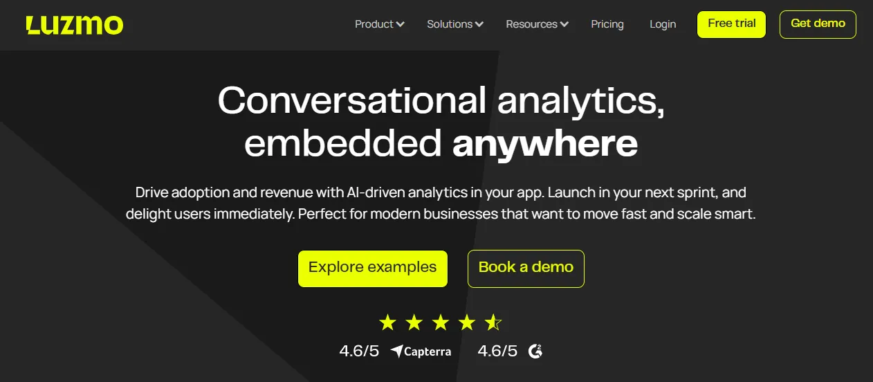 Luzmo - conversational analytics that can transform data rows into AI-driven analytics in your app.