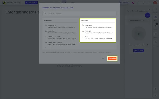 Configuring your Google Analytics dataset in Luzmo