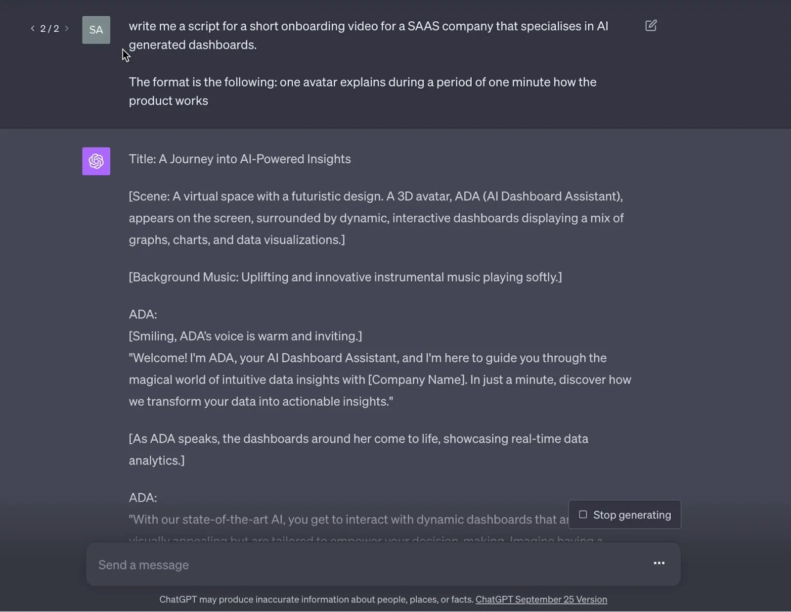 onboarding video script in ChatGPT