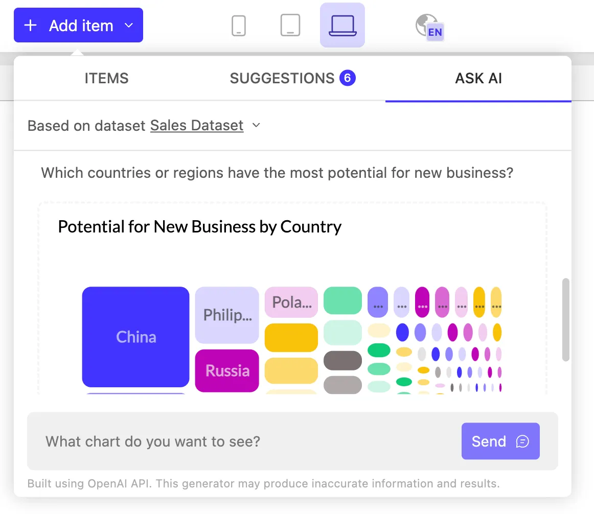 Creating dashboards in Luzmo using natural language