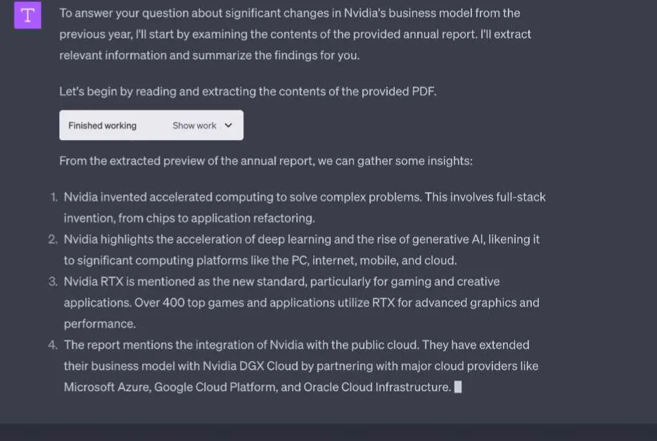 AI data analysis results in ChatGPT