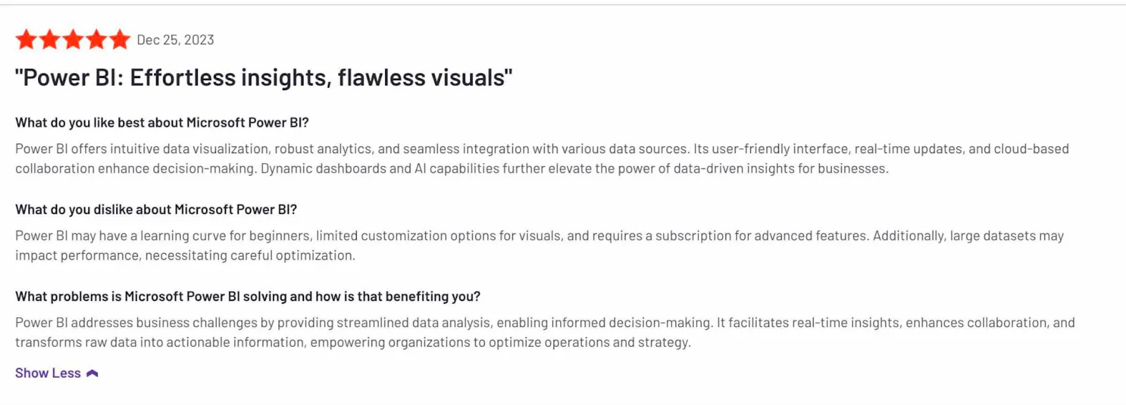 BI Tools - PowerBI review on G2