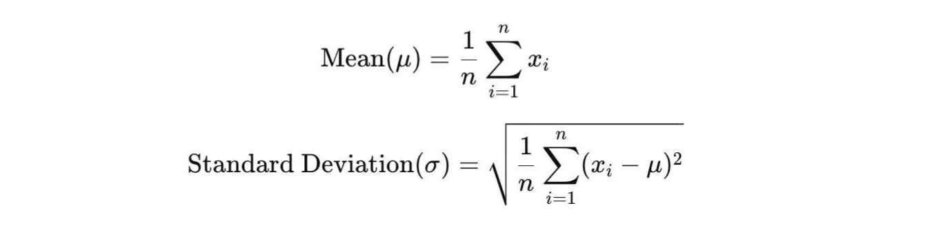 data standardization mean and standard deviation formula