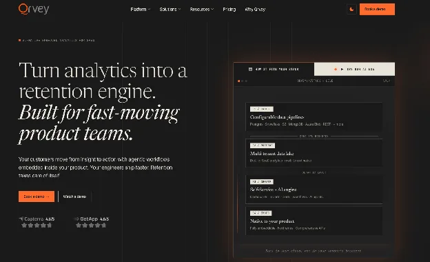 Qrvey embedded analytics platform homepage