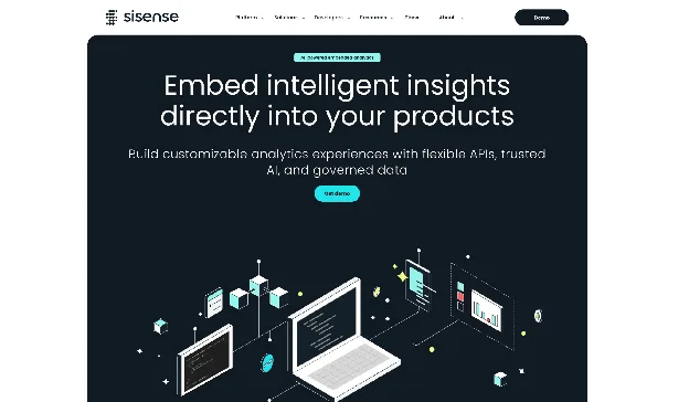 Sisense embedded analytics platform homepage