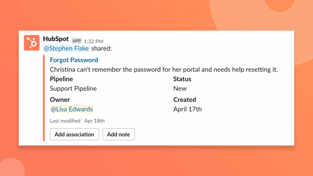 a hubspot integration for Slack