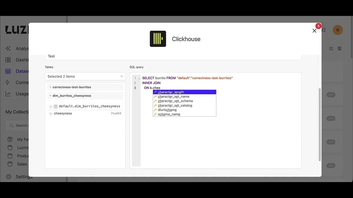 Luzmo's Live SQL Schema Browser